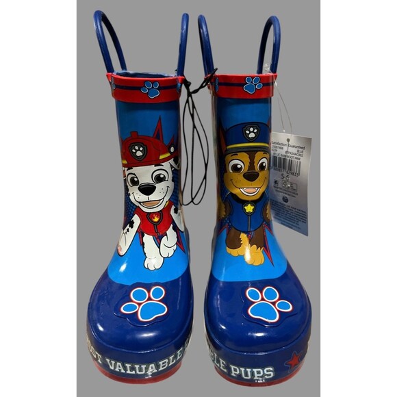 Paw Patrol Toddler Boys Rain Boots Size 5/6 Blue Red Rubber Pull-On NEW - Picture 5 of 8